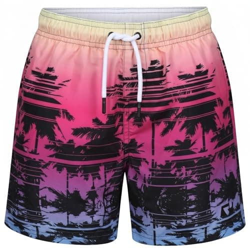 Image of RIPT Boys Swim Shorts Quick Dry Board Shorts with Mesh Lining Drawstring Waist UV 50 Sun Protection Surfing Swimming Trunks (Pink, 9-10 Years)
