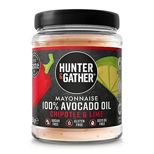 Image of Hunter & Gather Chipotle & Lime Avocado Oil Mayonnaise 250g | Seed Oil Free I Made with Pure Avocado Oil and British Free Range Egg Yolk | Paleo, Keto, Sugar & Gluten Free Avocado Mayo | Smoky & Fiery