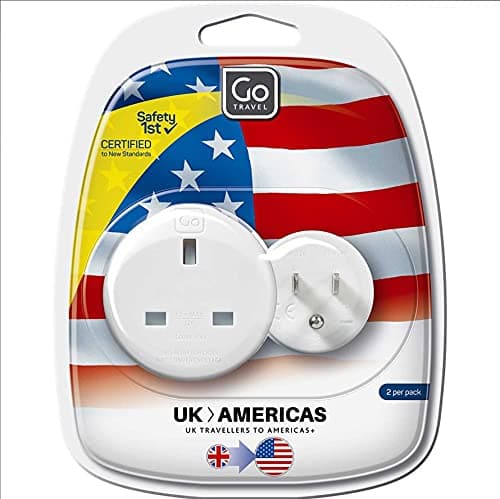 Image of PetrolScooter Distributed Go Travel Earthed Twin UK to US USA Adapter Compact European Adaptor 2 Pack