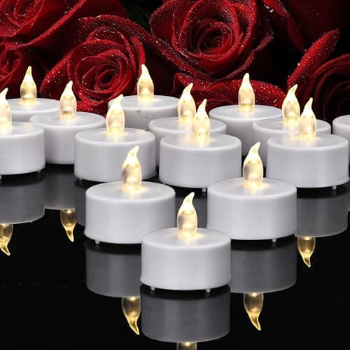 Image of PILLOBOX 24Pack Tea Lights Battery Operated, LED Realistic and Bright Flameless Candles Flickering Long Lasting 200Hours Electric Candles for Seasonal & Festival Party Home Decoration(Warm White)
