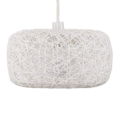Image of MiniSun | Modern Cream Lattice Wicker Doughnut Ceiling Light Shade | Pendant Lights, Home Décor & Improvement Essential | Includes 10W LED Bulb [3000K Warm White] | 28cm Shade Width