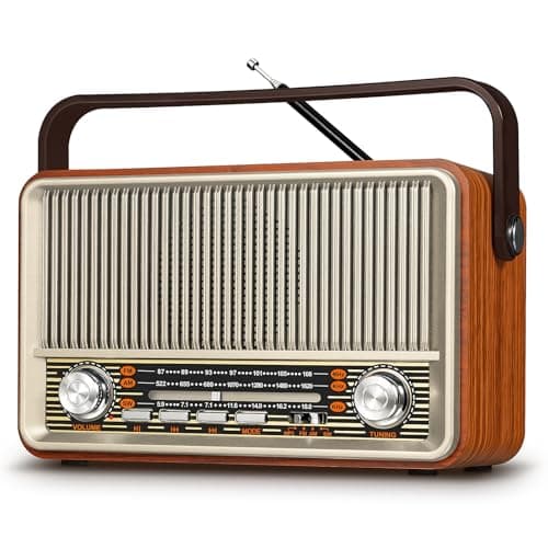 Image of PRUNUS J-120 Portable Radio Retro, SW AM FM Radios Small with Bluetooth Speaker, Powered by 1800mAh Rechargeable Battery or AC Power, Vintage Radio Supports AUX TF USB Playing