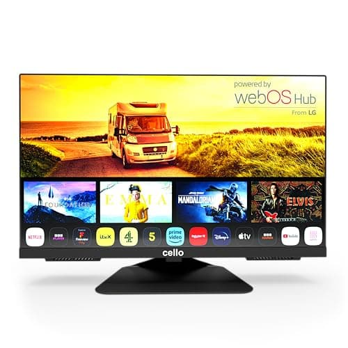 Image of Cello C2224WS 12 Volt 22 inch Traveller Smart Frameless TV Pitch Perfect Speakers | Ultrafast WebOS | Freeview Play | FreeSat | Bluetooth | Netflix | Small TV for Motorhomes | UK Made