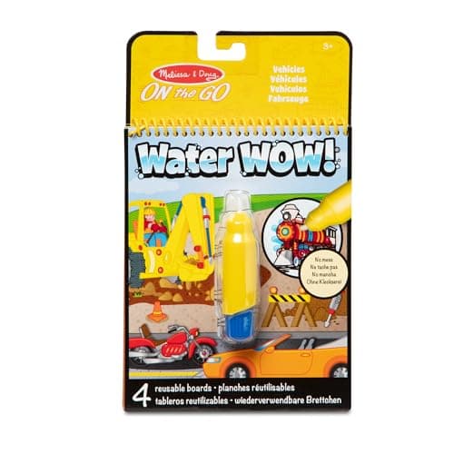 Image of Melissa & Doug Water WOW, Vehicles Magic Painting Book with Water Pen, Colouring Books for Children Age 3 4 5 6 7, Travel Toys for Toddlers on Plane Activities for Kids