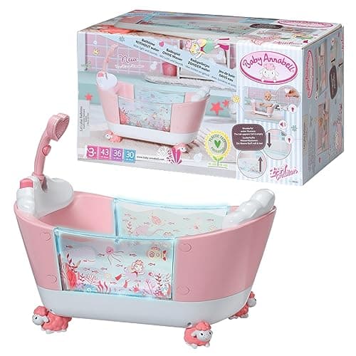Image of Baby Annabell Let's Play Bathtime Tub 43cm - Under-the-Sea Pattern & Special Water Effect - Lights Up - Easy for Small Hands, Creative Play Promotes Empathy & Social Skills, For Toddlers 3 Years & Up