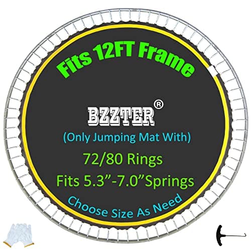 Image of Bzzter Trampoline Mat,Fits 12 Foot Frame with 72 Rings & 123.2Inch Diameter,Fits 7.0" Springs,10 Rows of Stitching for Longer Lasting,Replacement Trampoline Mat 12ft(Not Include Spring and Frame)