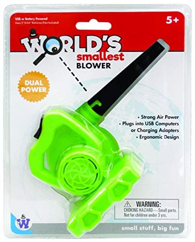Image of Westminster, Inc. World's Smallest Blower - Real, Working, Tiny, Dual Powered Leaf Blower, Orange, 6 in.