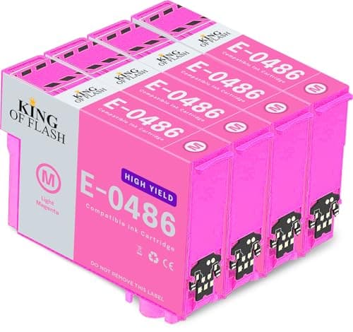 Image of KING OF FLASH 4 Light Magenta Compatible Printer Ink Cartridges For Epson T0486-4 x Light Magenta R200,R220,R300,R300M,R320,R340