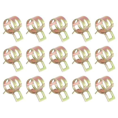 Image of Sourcingmap 15Pcs Spring Band Type Action Fuel/Silicone Vacuum Hose Pipe Clamp, 10mm Low-Pressure Air Spring Hose Clip Clamp for Automotive Oil Pipe Water Pipe, Color Zinc