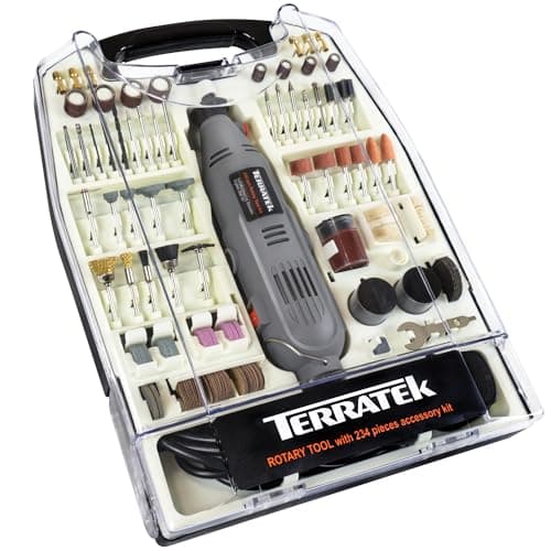 Image of Terratek Corded Rotary Tool 234Pc Accessory Set, 135W Variable Speed 8000-33000RPM, Ideal for DIY Projects, Woodwork, Hobby Craft & Dremel Multi Tool Compatible with Carry Case Included