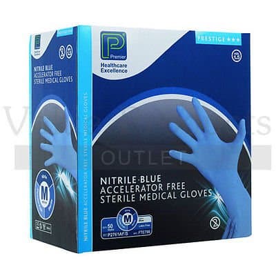 Image of Shermond P2762AF/S Sterile Powder Free Nitrile Gloves, Size 9/Large, Blue (Pack of 100)