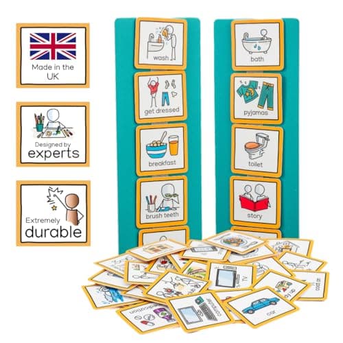 Image of Visual Timetable Children's Routine Chart with 35 communication cards to support transition for autism, adhd, down's syndrome, speech and language delay. (Visual Timetable for Children at Home)