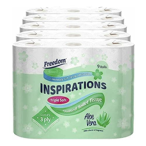 Image of Freedom Inspirations 3Ply Quilted Toilet Tissue Pack – Aloe Vera 45 Rolls (5 x 9 Roll Pack)