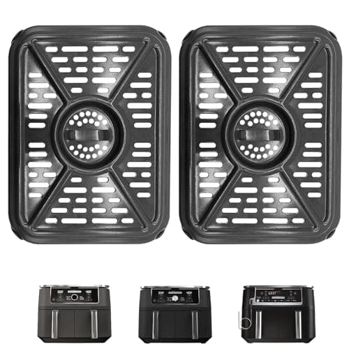 Image of GCQ Air Fryer Grill Pan for Ninja Foodi AF400UK 9.5L 6 in1 DualZone 2 Drawers Air Fryer, Replacement Air Fryer Crisper Plate Grill Plate Tray Accessories, Dishwasher Safe