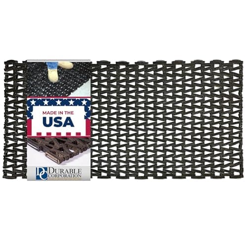 Image of Durable Corporation 108 Recylcled Tire-Link Anti-Fatigue Mat, for Wet Areas, Herringbone Weave, 24" Width x 48" Length x 5/8" Thickness, Black