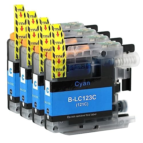 Image of Go Inks 4 Cyan Ink Cartridges to replace Brother LC123C Compatible/non-OEM for Brother DCP and MFC Printers