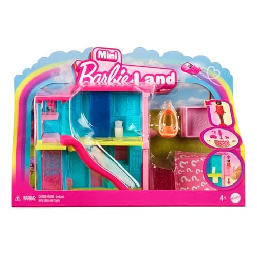 Image of Barbie Mini BarbieLand Doll House Sets, Mini Dreamhouse with Surprise 1.5-inch Barbie Doll, Furniture & Accessories, Plus Elevator & Pool, 4Y+, HYF46