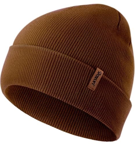 Image of ROXUN Mens Winter Hat Kint Cuffed Beanie for Women Soft Warm Unisex Windproof Skull Cap Coffee
