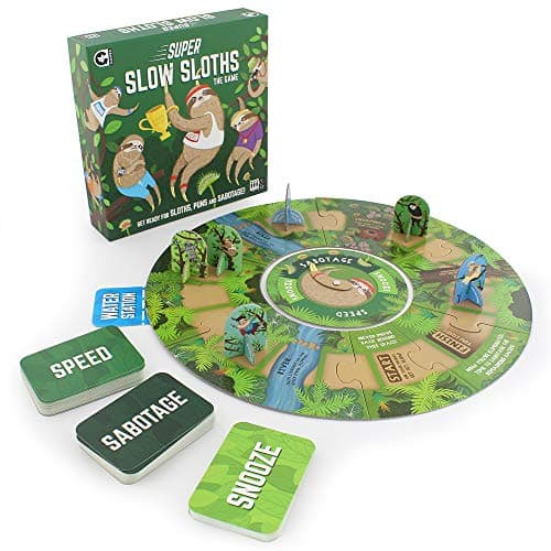 Image of Ginger Fox Super Slow Sloths Board Game - Include 7 Double Sided Race Track - Suitable For Up To 6 Player Aged 8+