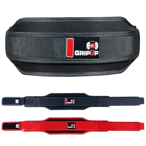 Image of Grip Up Heavy Duty Weightlifting Belt Men & Women Reinforced Powerlifting Belt Premium EVA Foam Padding Adjustable Roller Buckle for Squats Deadlifts Bodybuilding & Strength Training (Black, M)