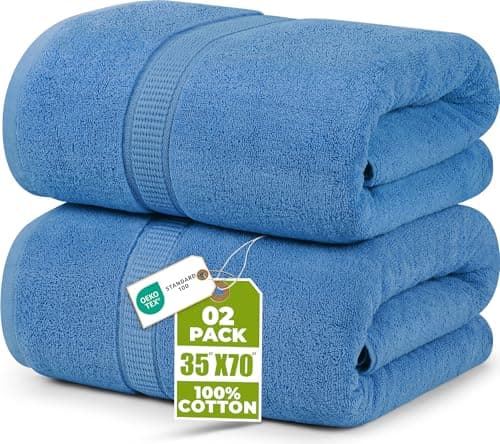 Image of Utopia Towels - Premium Jumbo Bath Sheet (90 x 180 cm, 8 Pack) - 100% Ring Spun Cotton Highly Absorbent and Quick Dry Extra Large Bath Sheet - Super Soft Hotel Quality Towel (Electric Blue)
