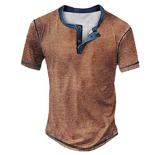 Image of T-Shirts Men's Shirt Short Sleeve Men's Short Sleeve Casual Tops Men's T-Shirts, coffee, S