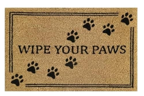 Image of AP Supplies Doormat 60cm x 40cm - 'Wipe Your Paws' - Natural Fibre Doormat for Indoor & Outdoor Entry, Non-Slip Rubber Backing, Easy Clean Welcome Mat