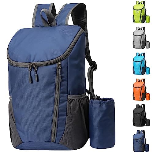 Image of Yoolly Lightweight Foldable Backpack, Small Hiking Rucksack, Waterproof Packable Backpack for Men Women Kids, Durable Rucksack for Outdoor Sport Travelling Hiking Camping Biking Walking (Dark Blue)