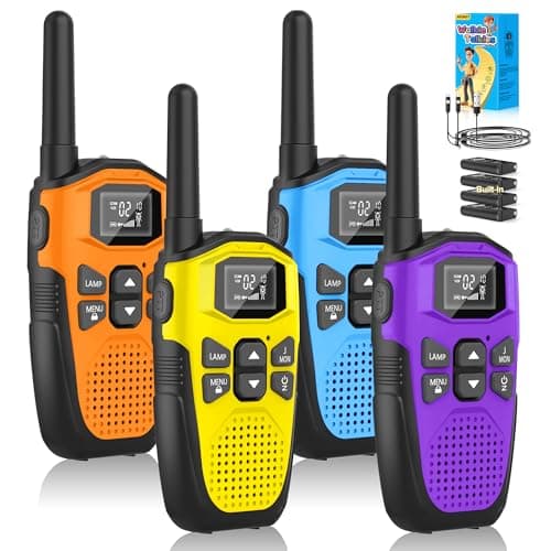 Image of Walkie Talkies for Adults Long Range 4 Pack, NXGKET Rechargeable Kids Walky Talky with Built-In Li-Ion Battery, 16 Channels Radio with Type-C Charging Cable,VOX Function,LED Flashlight, for Camping