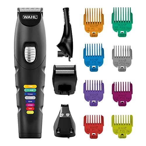 Image of Wahl Colour Trim 8-in-1 Multigroomer, Colour Coded Lengths, Mens Body Trimmers, Face and Body Grooming, Beard Trimmers Men, Rechargeable Trimmer, Cordless, Mens Stubble Trimmer, 4 Heads