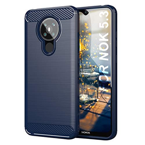 Image of SCL Case for Nokia 5.3 Case Nokia 5.3 Case [Blue], Carbon Fibre Effect Gel Grip Protection Cover [Anti Scratch][Anti Collision] Compatible with Nokia 5.3