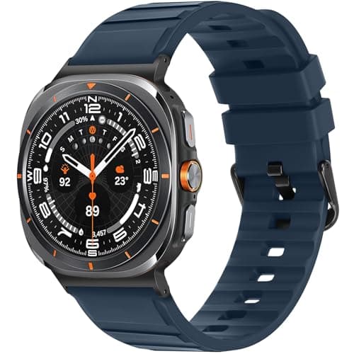 Image of Tasikar No Gap Bands Compatible with Samsung Galaxy Watch Ultra 47mm(2025/2024) Soft Silicone Sport Strap for Galaxy Watch Ultra 47mm(2025/2024) Women Men, Dark Blue