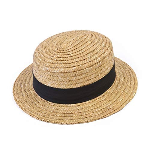 Image of Bristol Novelty BH126 Straw Boater Hat, Unisex-Adult, Beige, One Size Halloween