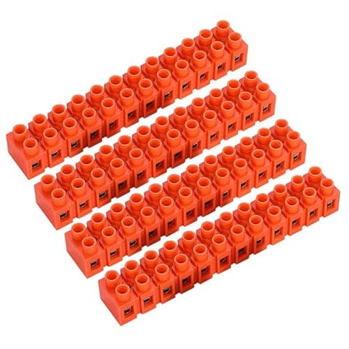 Image of 4-Pack 12-Position Copper Terminal Block Base, 0.5-6mm² Wire Range, 11mm Hole Spacing, for Electrical Panel Mounting