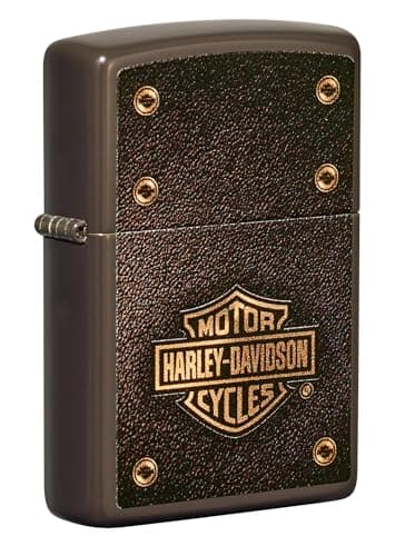 Image of Zippo Windproof Lighter, Harley-Davidson Design – Brown, Colour Image – Refillable, Reusable, Windproof Design – Comes in Gift Box – Made in USA