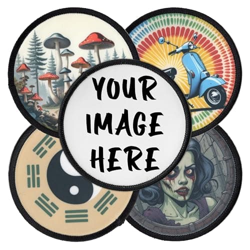 Image of Custom 7.6cm to 25cm Circle Patch with Your Design, Photo, Text or Logo | High-Resolution Print | Personalised Round Iron-on Patches for Coats Jackets | Made to Order by Concrete Schoolyard (7.6cm)