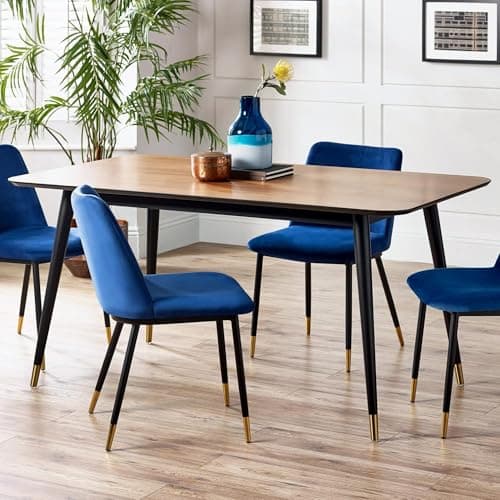 Image of Julian Bowen Findlay Rectangular Dining Table-Walnut & Black, One Size