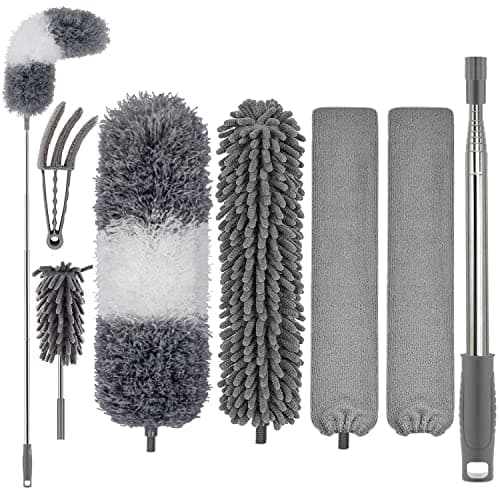 Image of Feather Dusters for Cleaning - Extendable Duster with Telescoping Extension Pole 30 to 100 Inches, Microfiber Dusters for Cleaning Cobweb, High Ceiling Fan, Lights, Blinds, etc