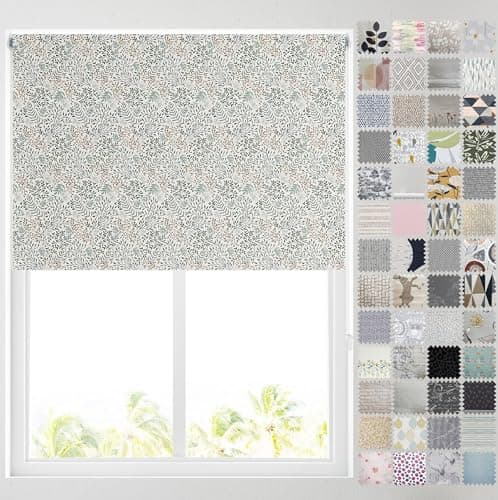 Image of Barnes Blinds - Blackout Pattern Roller Blinds for Windows, Custom Cut to Size - Thermal Fabric Durable Fittings Easy Fit (Woodland Leaf 91.5cm)