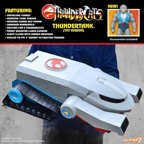 Image of Super7 Thundercats ULTIMATES! Thundertank with Panthro (Toy) - 27" Thundercats Action Figure Vehicle Classic Cartoon Collectibles and Retro Toys - Vintage Thundertank Design