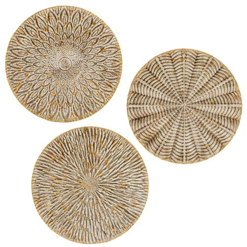 Image of Hollyone 12" Gold Wall Décor Pack of 3 Metal Starbursts Radial Plate Wall Art Modern Accent Hanging Wall Decorations For Home Office Bedroom Or Living Room Wall Sculptures