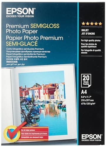 Image of Epson A4 Semi-Gloss Photo Paper (Pack of 20) - white