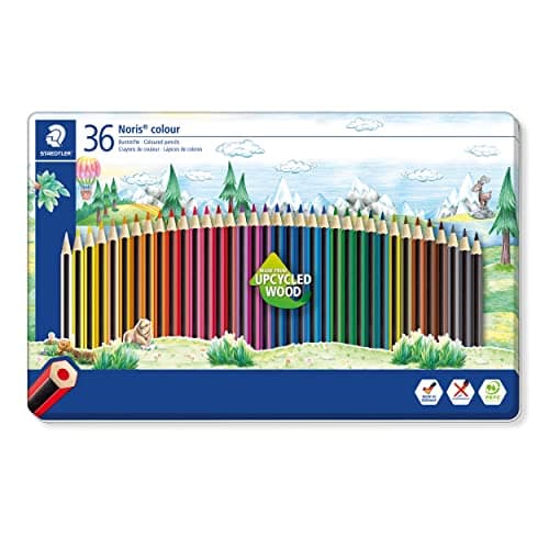 Image of STAEDTLER 185 M36 Noris Colour Colouring Pencils - 36 Assorted Colours (Tin of 36 Pencils)