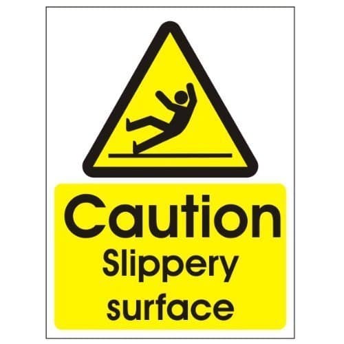 Image of Caution Slippery Surface Sign 150mm x 200mm - Rigid Plastic (WAG.09W-RP)