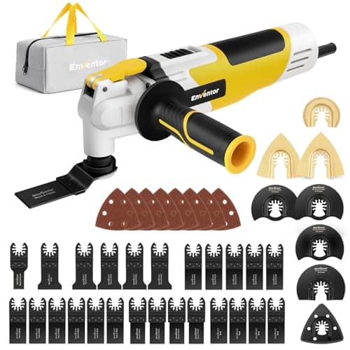 Image of Enventor Oscillating Multi Tools, 280W 15000-22000 OPM Electric Corded Multi Tool, 6 Variable Speeds, 3°Oscillation Angle, Quick-fit Blade Design, Auxiliary Handle, with 43pcs Accessories 86229