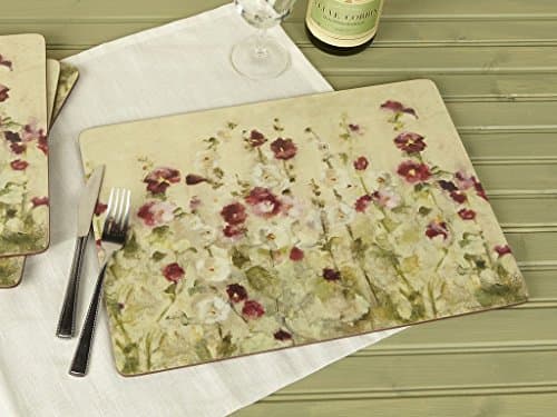 Image of Wild Field Poppies Premium 4-Piece Set of Cork Backed Placemats by Creative Tops, 40 x 29 cm (15.75" x 11.5")