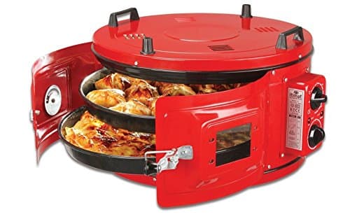Image of ITIMAT WHITE ELECTRICAL ROASTER/GRILL ROUND OVEN WITH THERMOSTAT 2 ENAMEL TRAYS (Red) Red