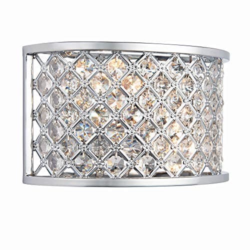 Image of National Lighting Tim Decorative Silver Chrome with Crystal Bead Detailing Wall Light Fixture for Dining Room Bedroom Living Room