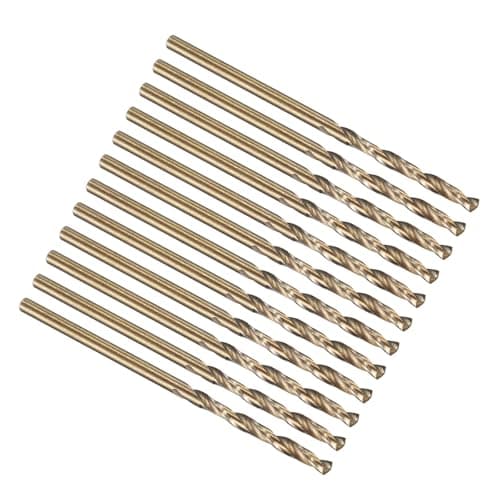 Image of PATIKIL 1.5mm Drill Bit, M35 Cobalt 5% High-Speed Steel Jobber Straight Shank 135° Gold Finish for Stainless Steel Hard Metal - 12 Pack