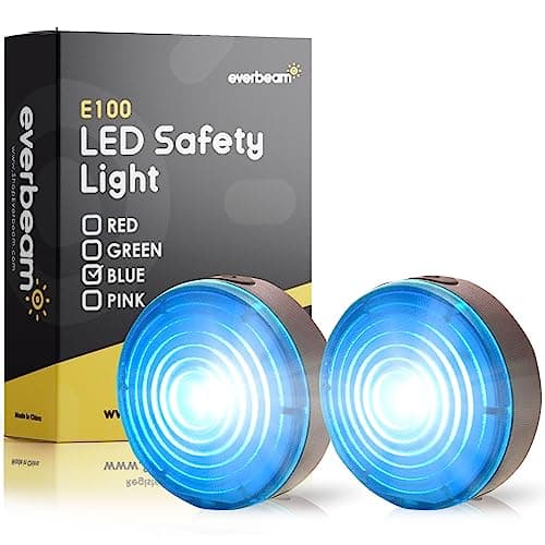 Image of Everbeam E100 LED Safety Lights for Walking at Night - Waterproof Bike LED Light Excellent for Runners, Cycling, Dog Walking, Kayaking-Bright Clip, Many Straps For Wearing - 2 Pack, Blue